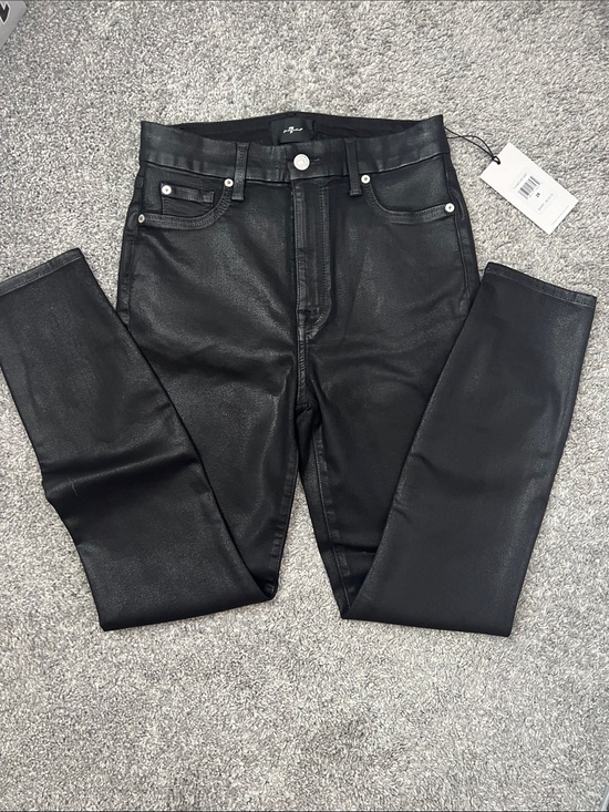 7 For All Mankind Denim - Black Faux Leather High-Waist Jeans